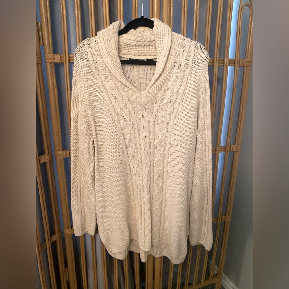 Cable-knit cream sweater- size 2x by Jeanne Pierre